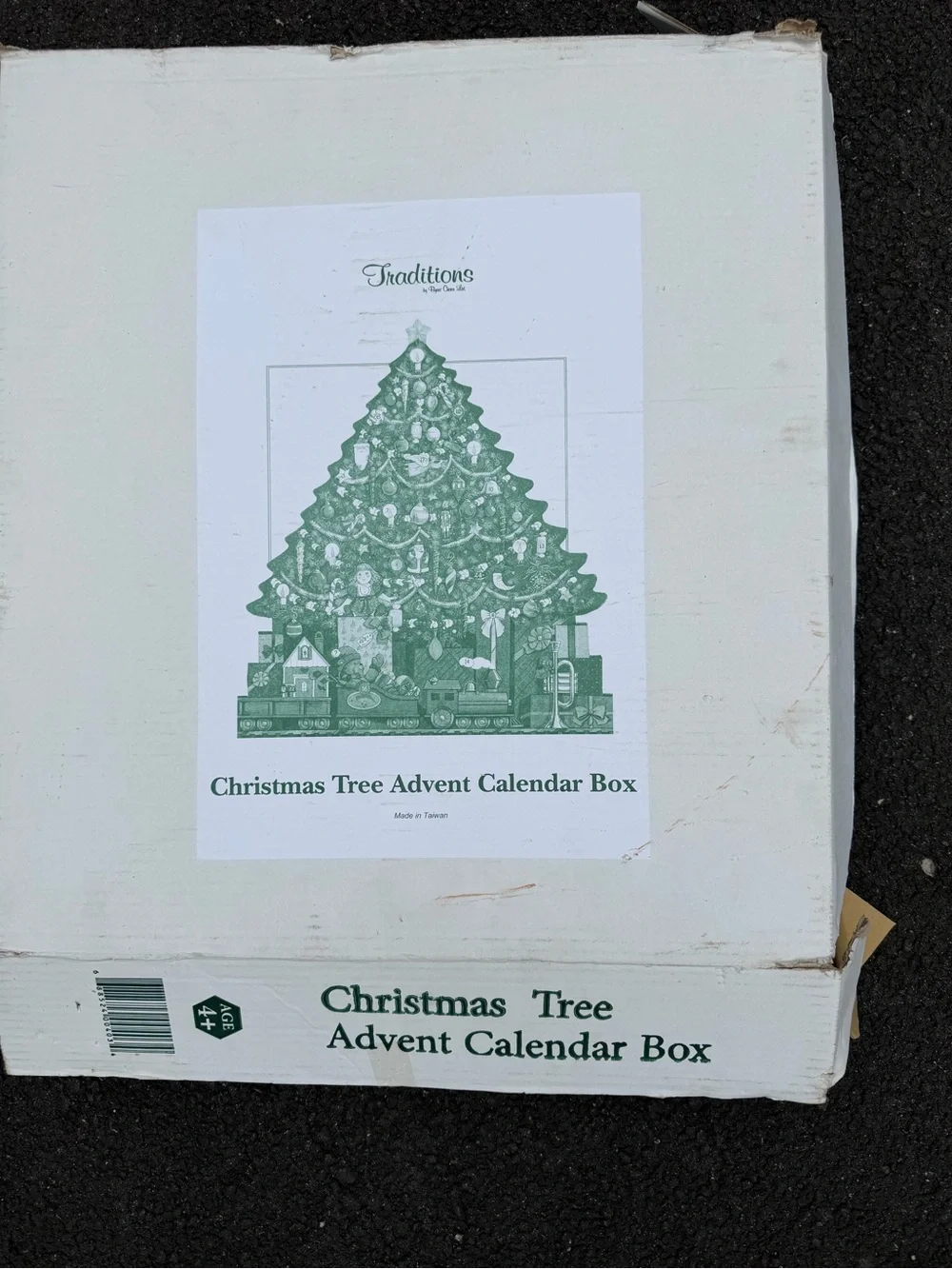 Traditions Christmas Tree Advent Calendar Box - Green & White